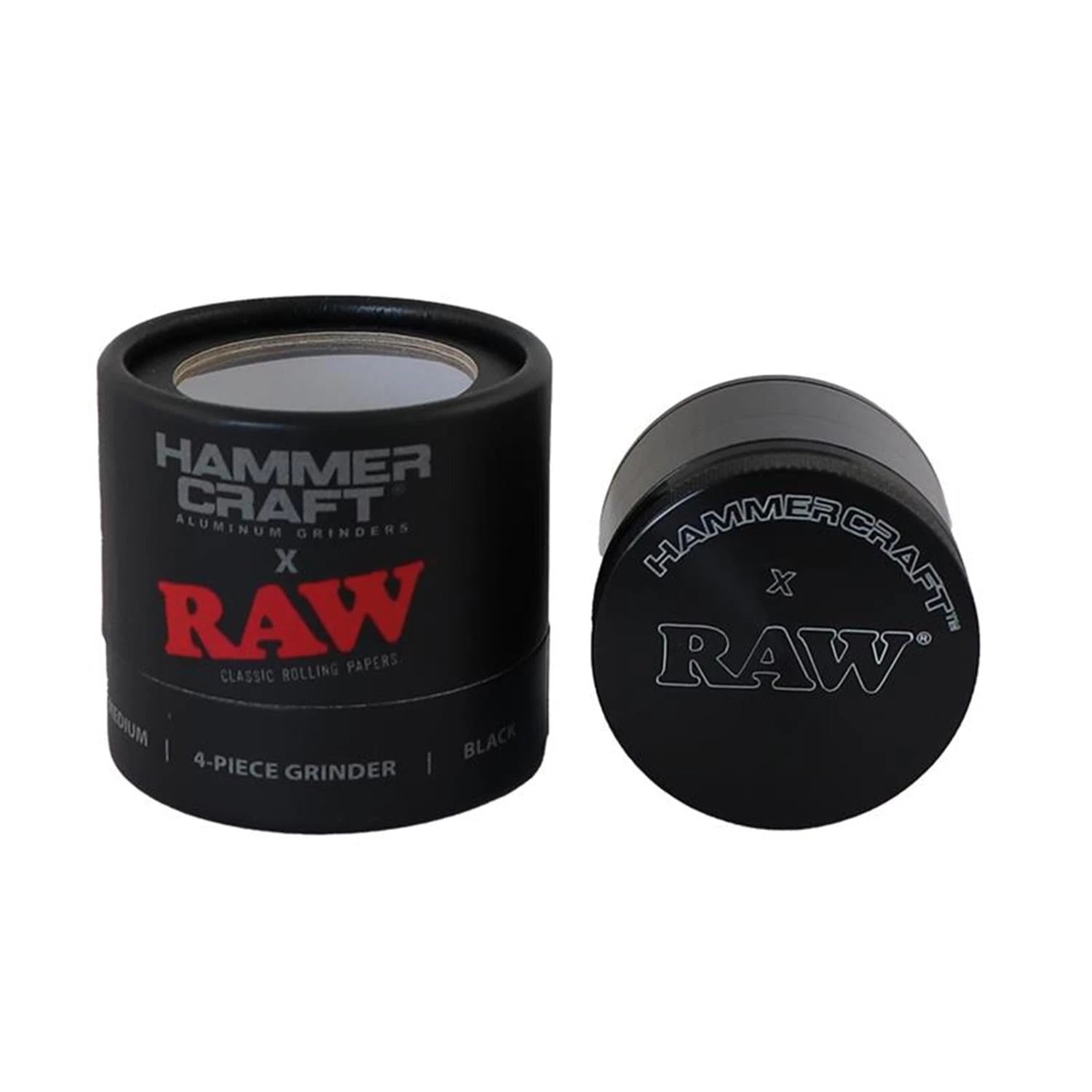 Hammercraft x RAW Grinder Black Aluminium 4-teilig Medium Ø 55 mm RAW